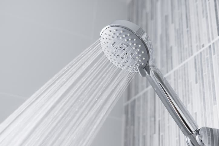 Running water from shower head