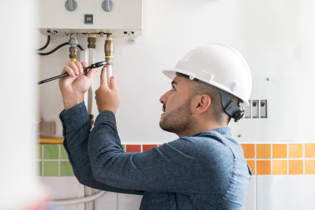 Man Installing Water Heater