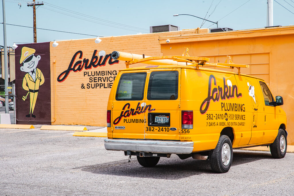 Larkin Plumbing van parked at Larkin Plumbing